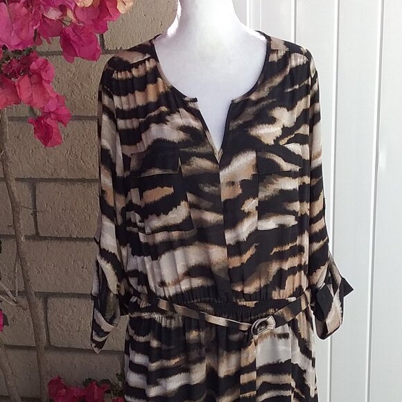 Mossimo Dress Women's Size XXL Brown Black Beige Animal Print Mini - Picture 4 of 6
